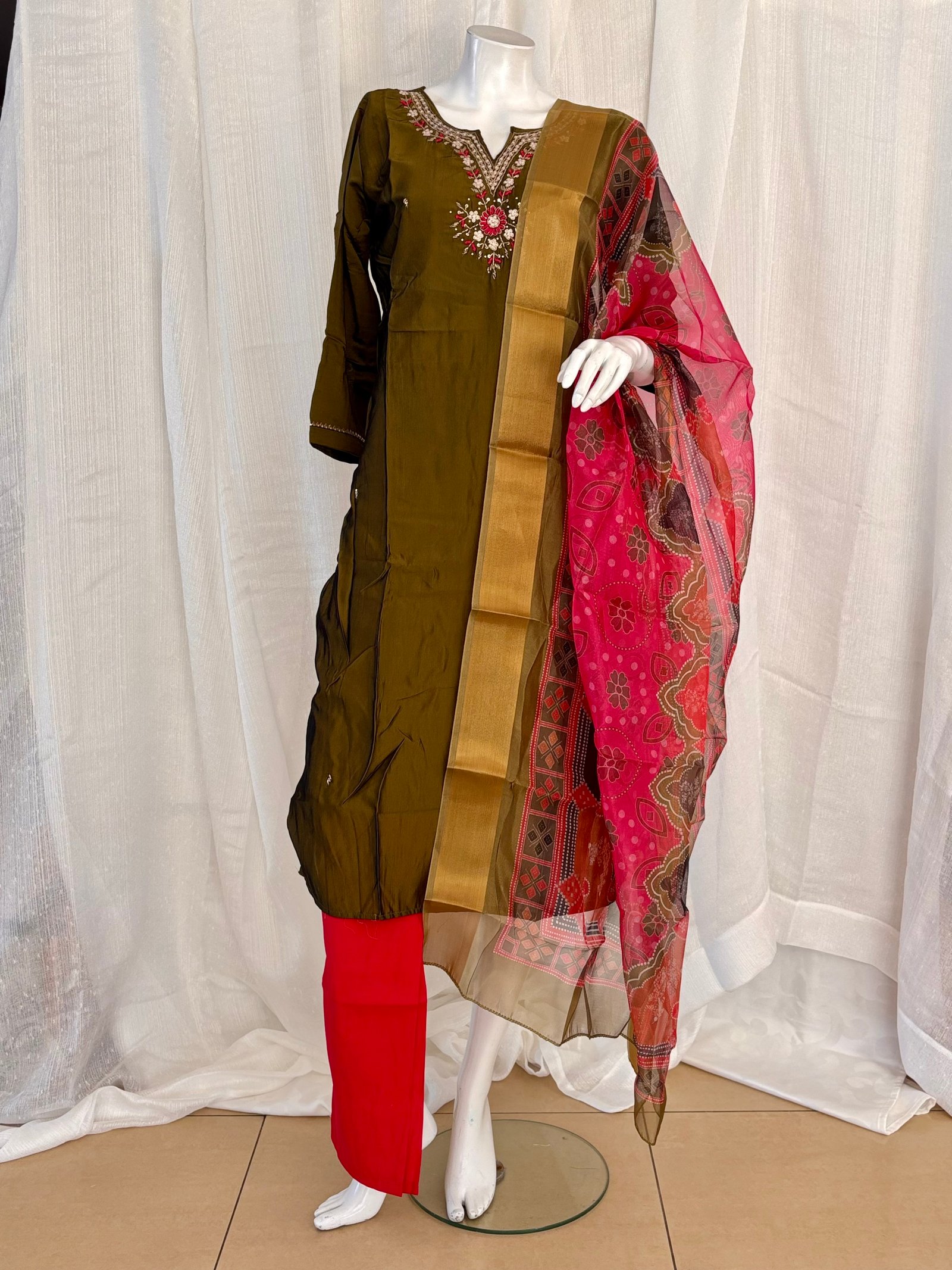 Traditional Gold & Red Sari